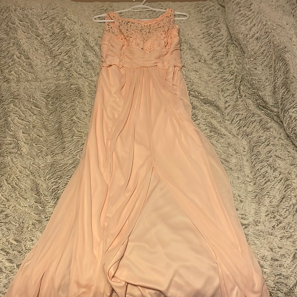 Long light pink prom dress